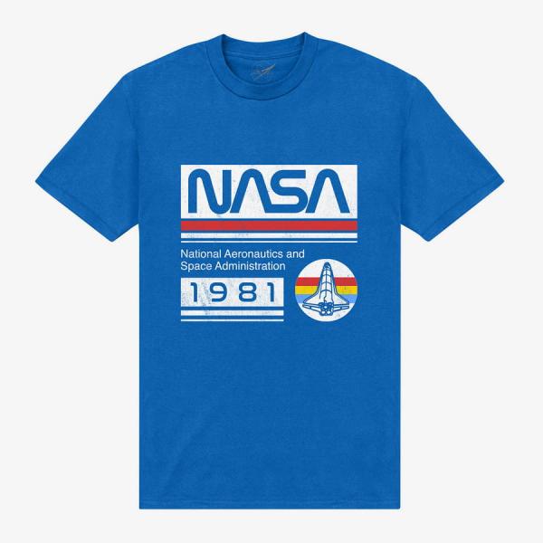 Tričko Merch Park Agencies - NASA 1981 Unisex T-Shirt Royal Blue XXL