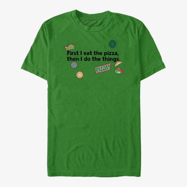 Tričko Merch Nickelodeon Teenage Mutant Ninja Turtles - Pizza First Things Second Unisex T-Shirt Kelly Green XXL
