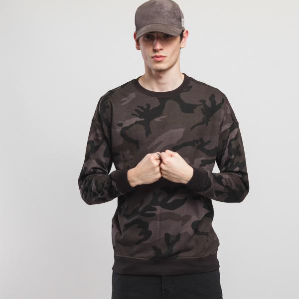 Mikina Urban Classics Camo Crewneck Camo Dark Grey S
