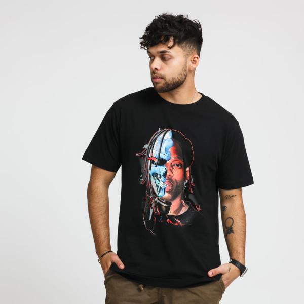 Tričko Urban Classics Half Face Tee Black XXL