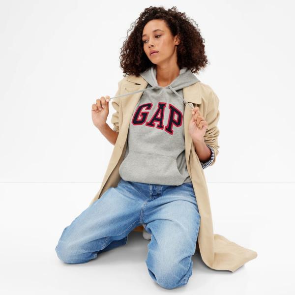 Mikina GAP Logo Pullover Hoodie Light Heather Grey L