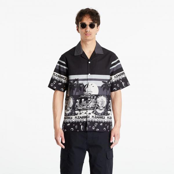 PLEASURES Beach Button Down Black