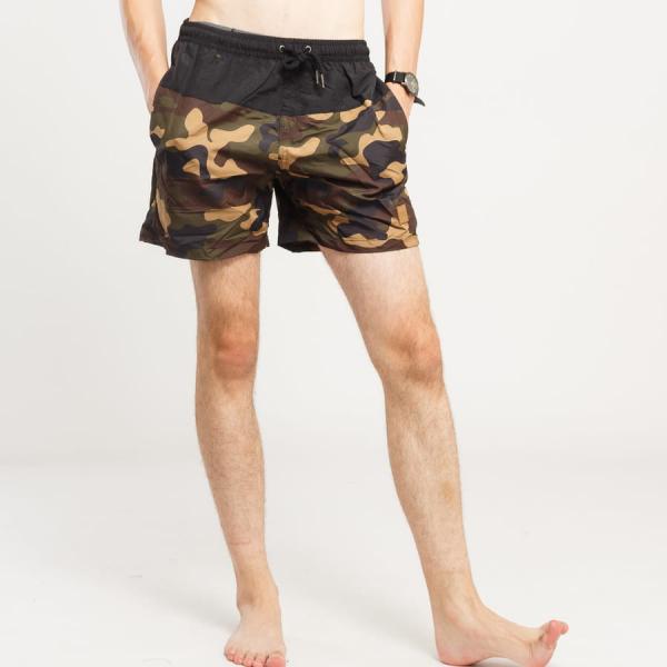 Plavky Urban Classics Block Swim Shorts Black/ Camo XL