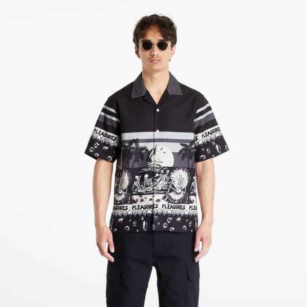 PLEASURES Beach Button Down Black