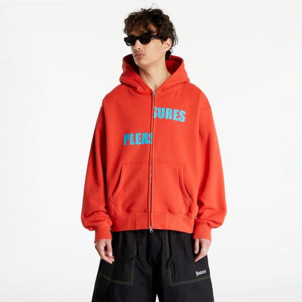 Mikina PLEASURES Evolution Zip Up Hoodie Red
