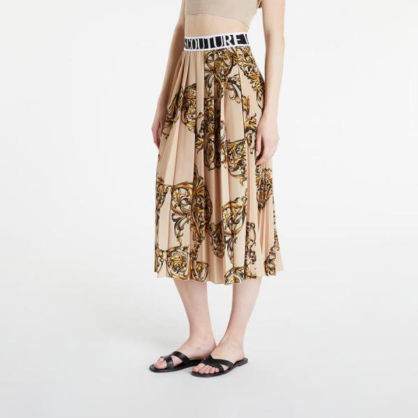 Versace Jeans Couture Light Crepe Print Garland Skirt Beige