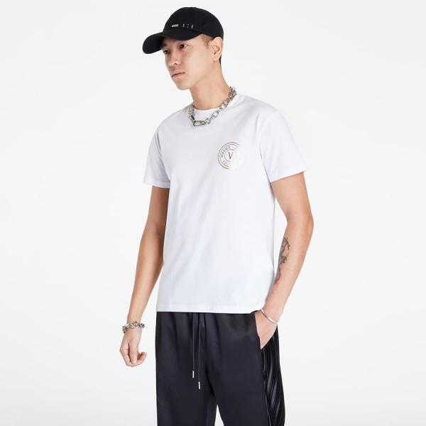 Tričko s krátkým rukávem Versace Jeans Couture S Vemblem Thick Foil T-Shirt White/ Gold