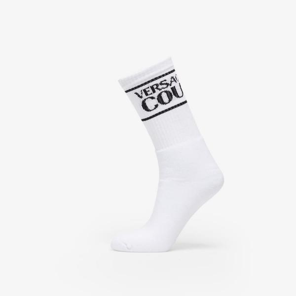 Ponožky Versace Jeans Couture Cotton Striped Logo Socks White/ Black