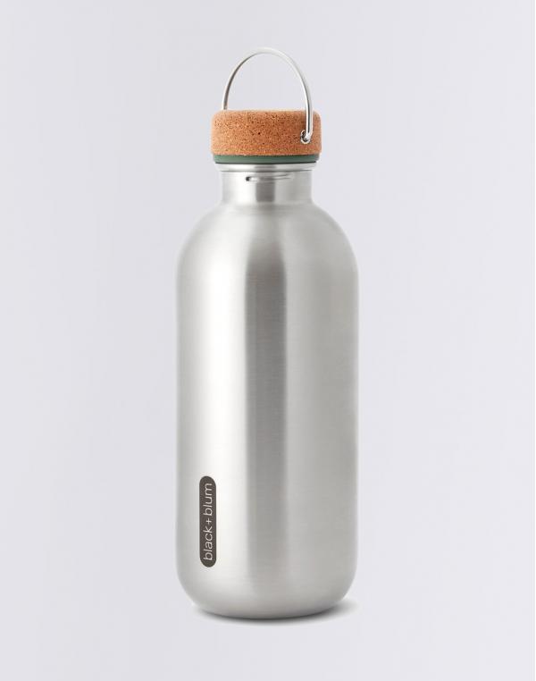 Black+Blum Steel Water Bottle Small Silver/Olive
