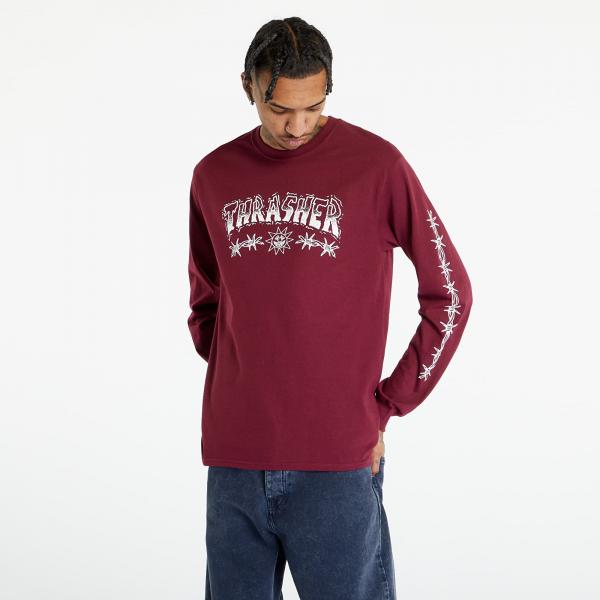Tričko Thrasher Barbed Wire Longsleeve T-Shirt Maroon S