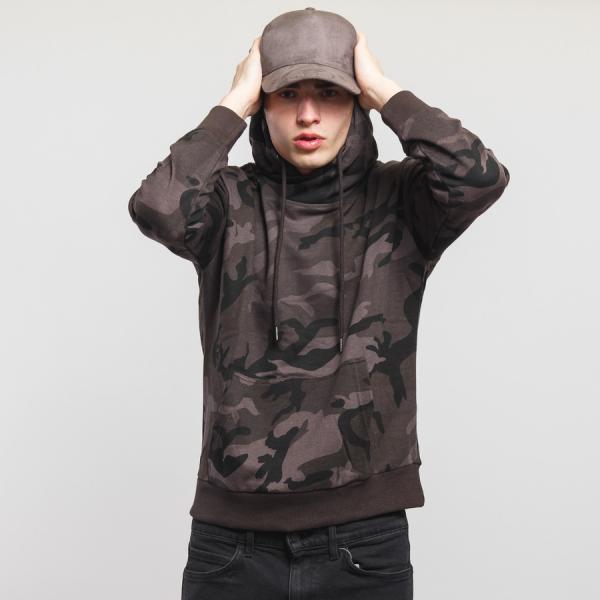Mikina Urban Classics High Neck Camo Hoody Dark Camo Grey M