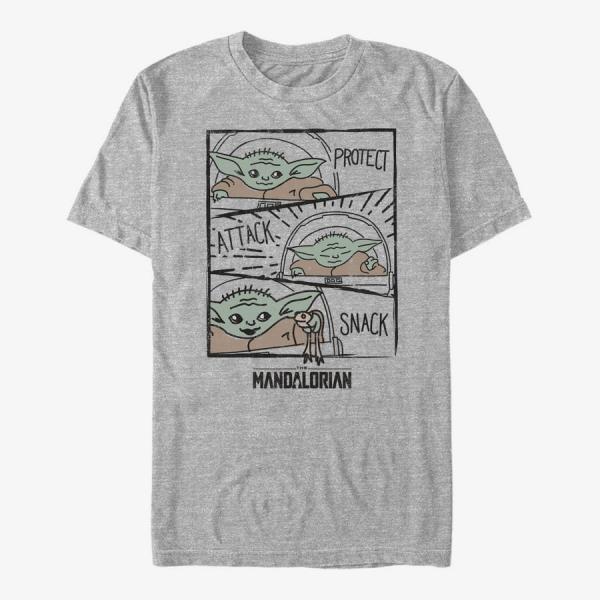 Tričko Merch Star Wars: The Mandalorian - Child Doodle Panels Unisex T-Shirt Heather Grey XL