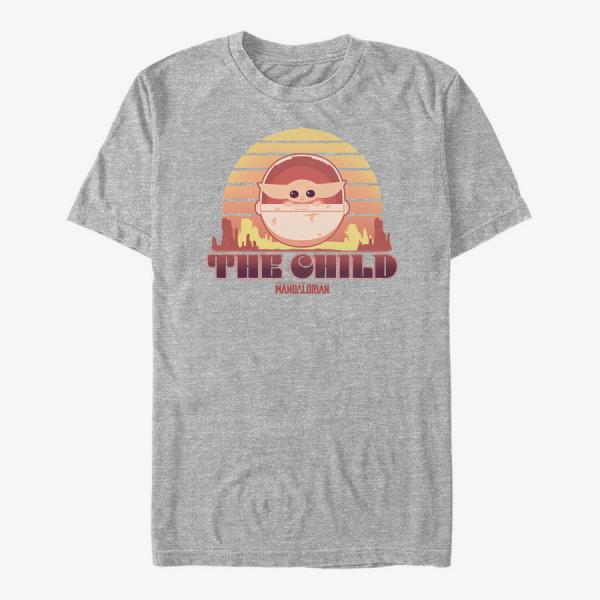 Tričko Merch Star Wars: The Mandalorian - Sunset Child Unisex T-Shirt Heather Grey M