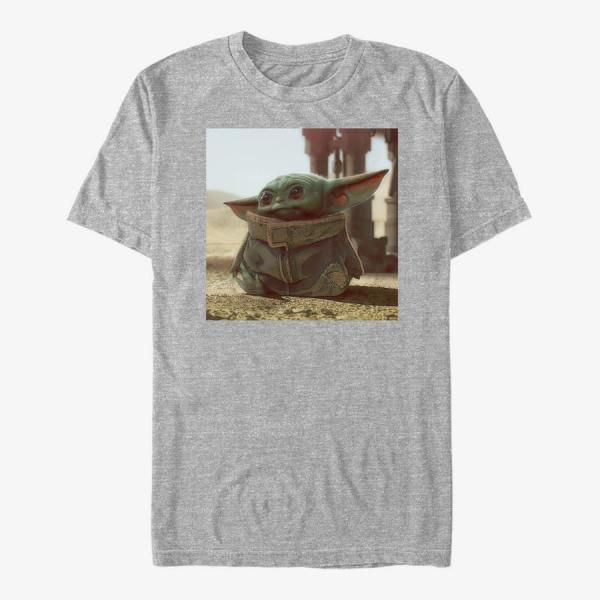 Tričko Merch Star Wars: The Mandalorian - Tiny Green Unisex T-Shirt Heather Grey S