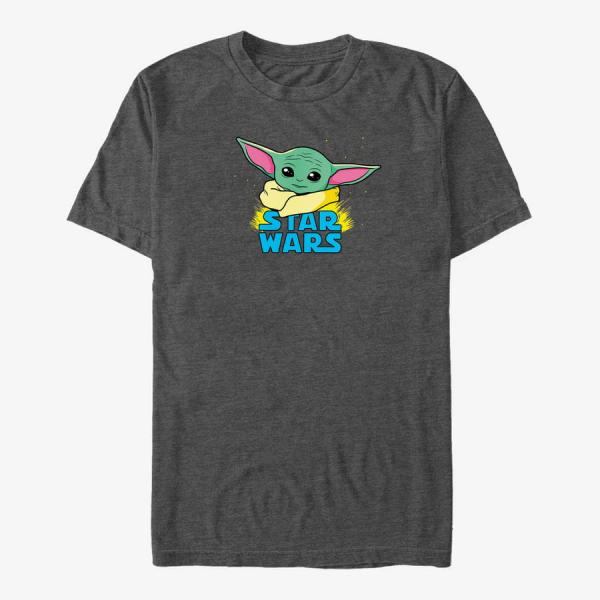 Tričko Merch Star Wars: The Mandalorian - The Child Profile Logo Unisex T-Shirt Dark Heather Grey L