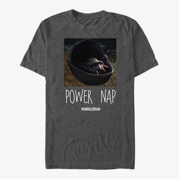 Tričko Merch Star Wars: The Mandalorian - Power Nap Unisex T-Shirt Dark Heather Grey S