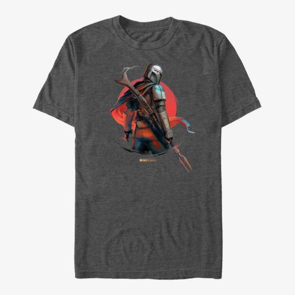 Tričko Merch Star Wars: The Mandalorian - Mandalorian Sunrise Unisex T-Shirt Dark Heather Grey XXL