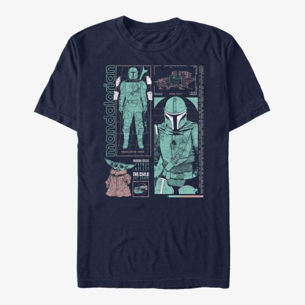 Queens Star Wars: The Mandalorian - Mando Info Back Unisex T-Shirt Navy Blue