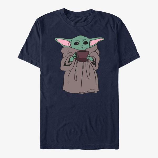 Tričko Merch Star Wars: The Mandalorian - Tea Drinker Unisex T-Shirt Navy Blue M