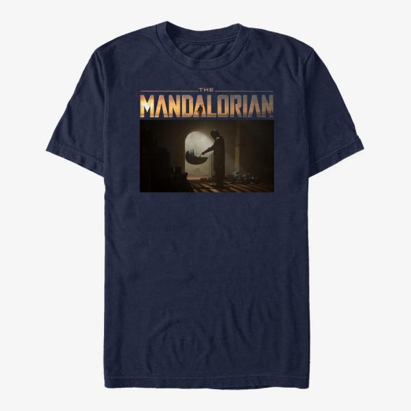 Tričko Merch Star Wars: The Mandalorian - Logo Scene Unisex T-Shirt Navy Blue XXXL