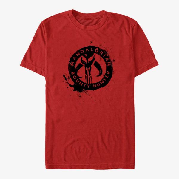 Tričko Merch Star Wars: The Mandalorian - Painted Skull Unisex T-Shirt Red XXL