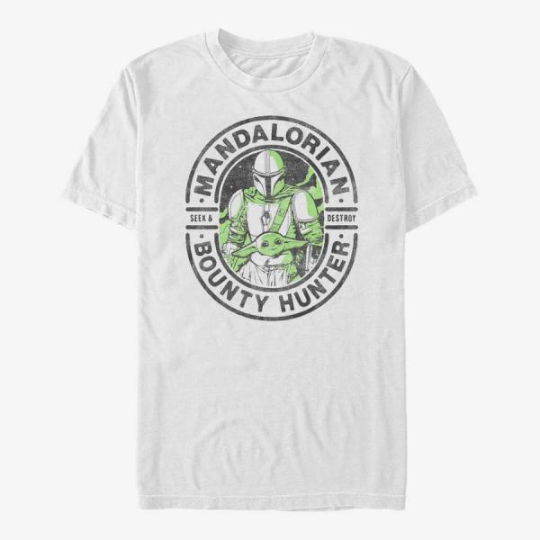 Tričko Merch Star Wars: The Mandalorian - Bounty Stamp Unisex T-Shirt White M