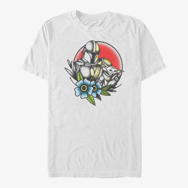 Tričko Merch Star Wars: The Mandalorian - Old School Hunter and Bounty Unisex T-Shirt White XL