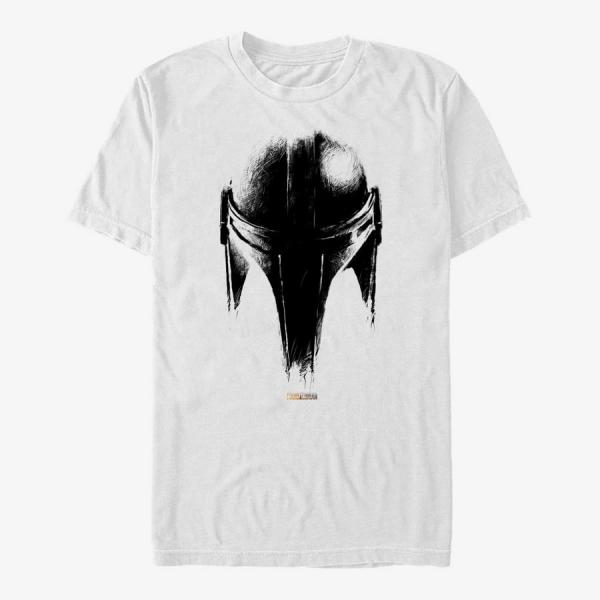Tričko Merch Star Wars: The Mandalorian - Sketch Helm Unisex T-Shirt White XXXL