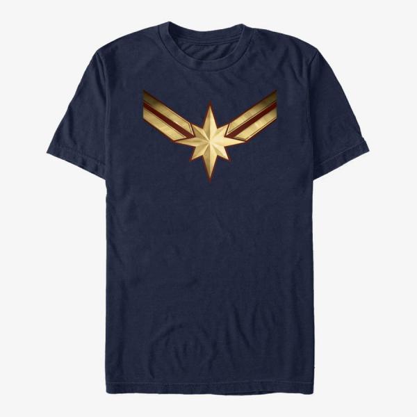 Tričko Merch Captain Marvel: Movie - Marvel Costume Symbol Unisex T-Shirt Navy Blue S
