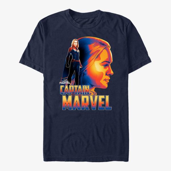 Tričko Merch Captain Marvel: Movie - Capn Marvel Sil Unisex T-Shirt Navy Blue S