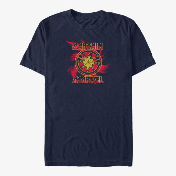 Tričko Merch Captain Marvel: Movie - Marvel Swirl Unisex T-Shirt Navy Blue S