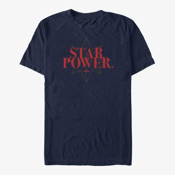 Tričko Merch Captain Marvel: Movie - Star Power Unisex T-Shirt Navy Blue S