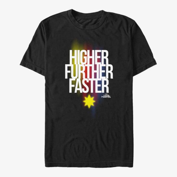Tričko Merch Captain Marvel: Movie - Higher Further Faster Unisex T-Shirt Black XL