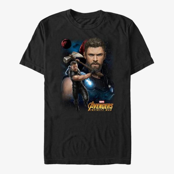 Tričko Merch Marvel Avengers: Infinity War - Thors Weapon Unisex T-Shirt Black S