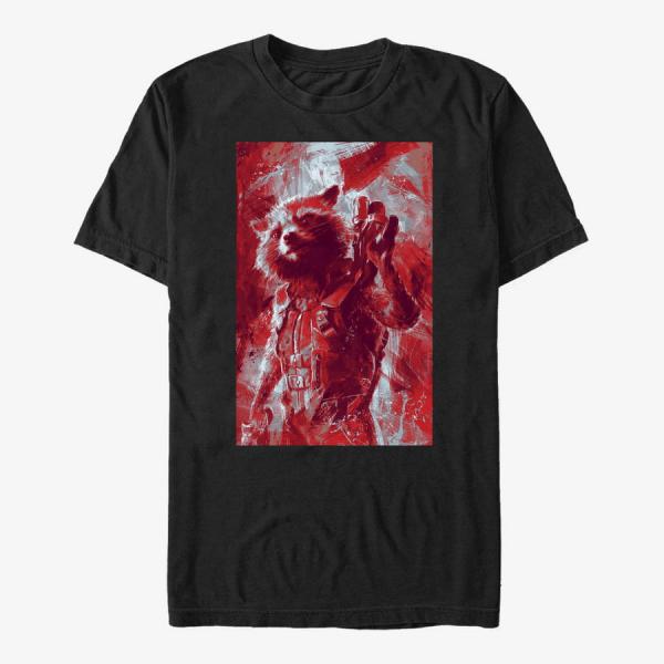 Queens Marvel Avengers Endgame - Rocket Painted Unisex T-Shirt Black