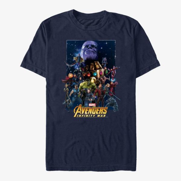 Tričko Merch Marvel Avengers: Infinity War - Overload Poster Unisex T-Shirt Navy Blue S