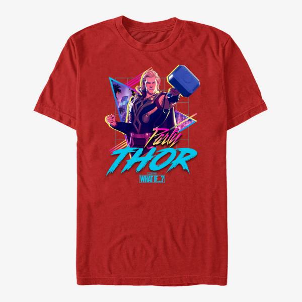 Tričko Merch Marvel What If...? - Vaporwave PartyThor Unisex T-Shirt Red XXXL