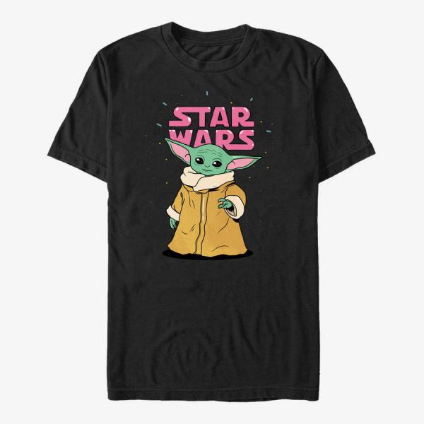Tričko Merch Star Wars: The Mandalorian - The Child Stance Logo Unisex T-Shirt Black XXL