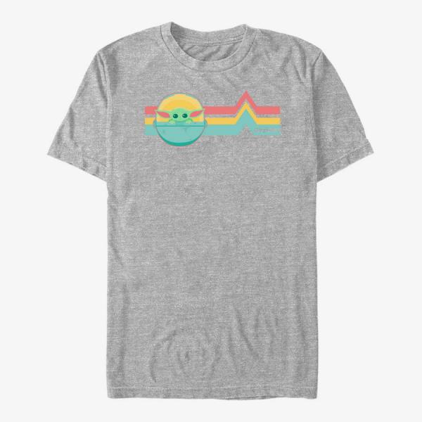 Tričko Merch Star Wars: The Mandalorian - Rainbow Child Unisex T-Shirt Heather Grey XXL