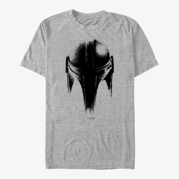 Tričko Merch Star Wars: The Mandalorian - Sketch Helm Unisex T-Shirt Heather Grey L