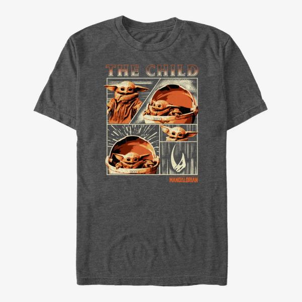 Queens Star Wars: The Mandalorian - The Child Panel Unisex T-Shirt Dark Heather Grey