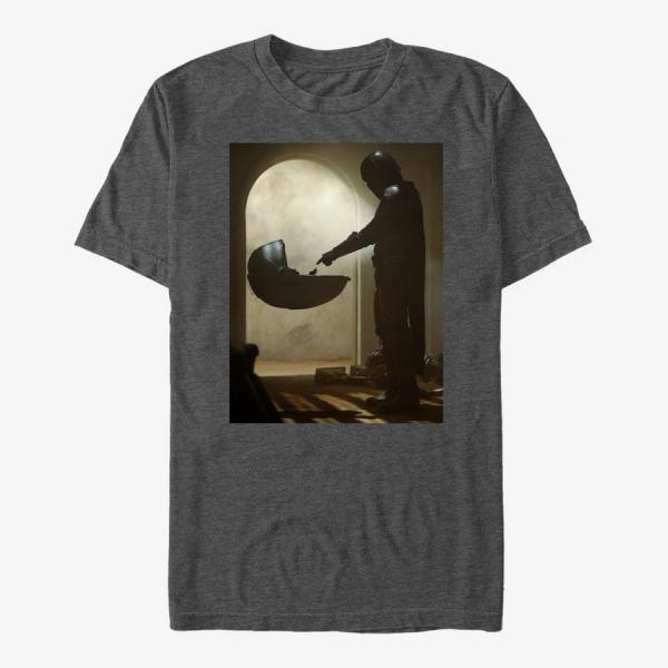 Tričko Merch Star Wars: The Mandalorian - Tall Scene Unisex T-Shirt Dark Heather Grey XXL
