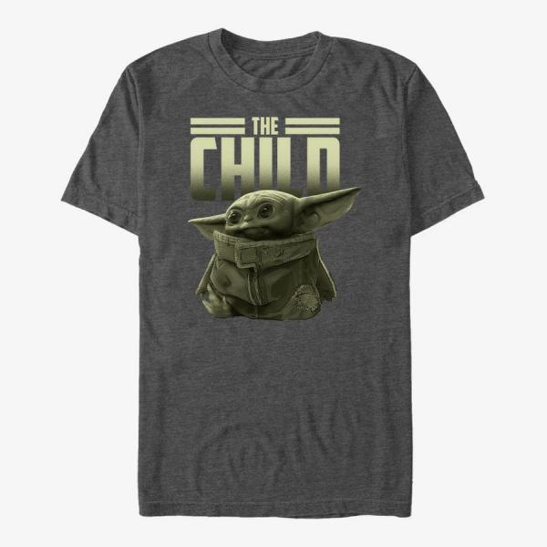 Tričko Merch Star Wars: The Mandalorian - Green Child Unisex T-Shirt Dark Heather Grey S