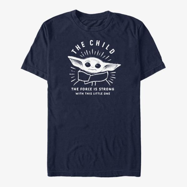 Tričko Merch Star Wars: The Mandalorian - Little One Unisex T-Shirt Navy Blue XXL