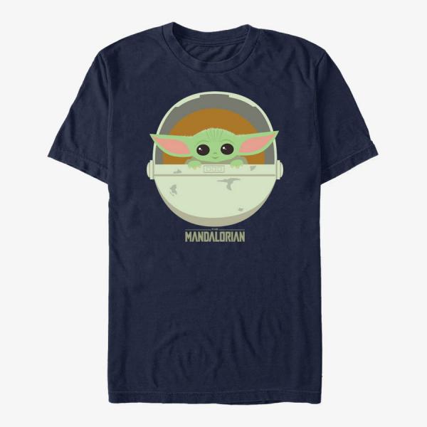 Tričko Merch Star Wars: The Mandalorian - The Child Cute Bassinet Unisex T-Shirt Navy Blue M