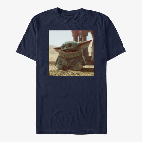 Queens Star Wars: The Mandalorian - Tiny Green Unisex T-Shirt Navy Blue