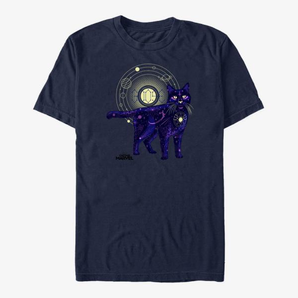 Tričko Merch Captain Marvel: Movie - Ghost Cat Unisex T-Shirt Navy Blue S