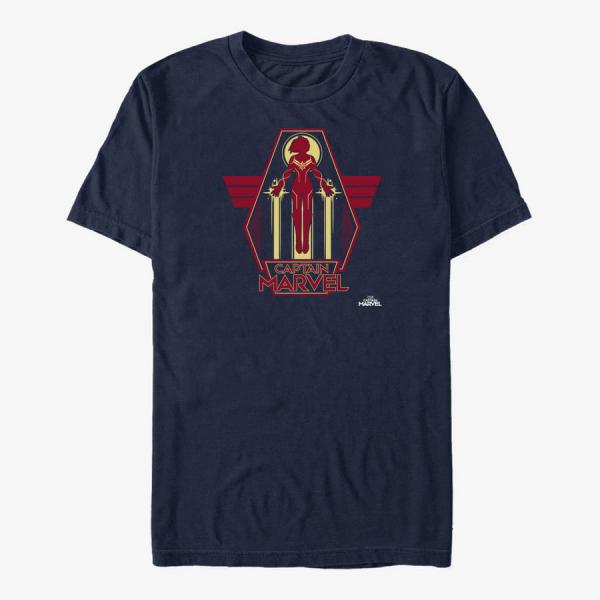 Tričko Merch Captain Marvel: Movie - Take Flight Unisex T-Shirt Navy Blue XL