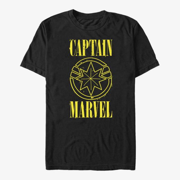 Tričko Merch Captain Marvel: Movie - Yellow Marvel Unisex T-Shirt Black XL