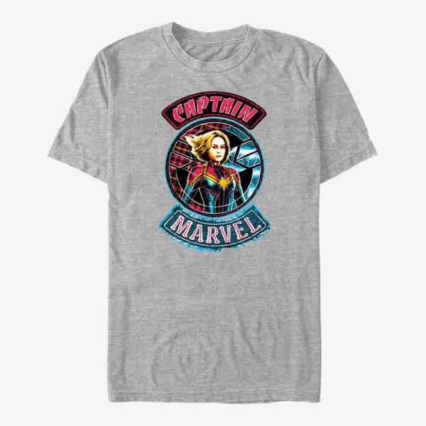 Tričko Merch Captain Marvel: Movie - Marvel Patches Unisex T-Shirt Heather Grey XL